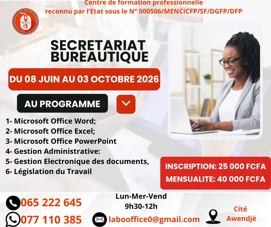 Secrétariat Bureautique vacances